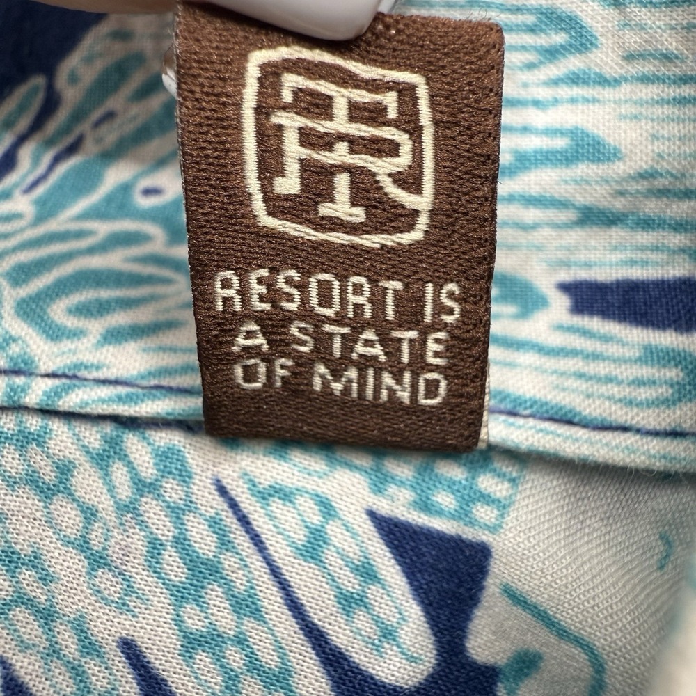 Tori Richard Blue Coral Fish Oceanic Motif Hawaiian Shirt XLarge Button Up Polo - Picture 5 of 8